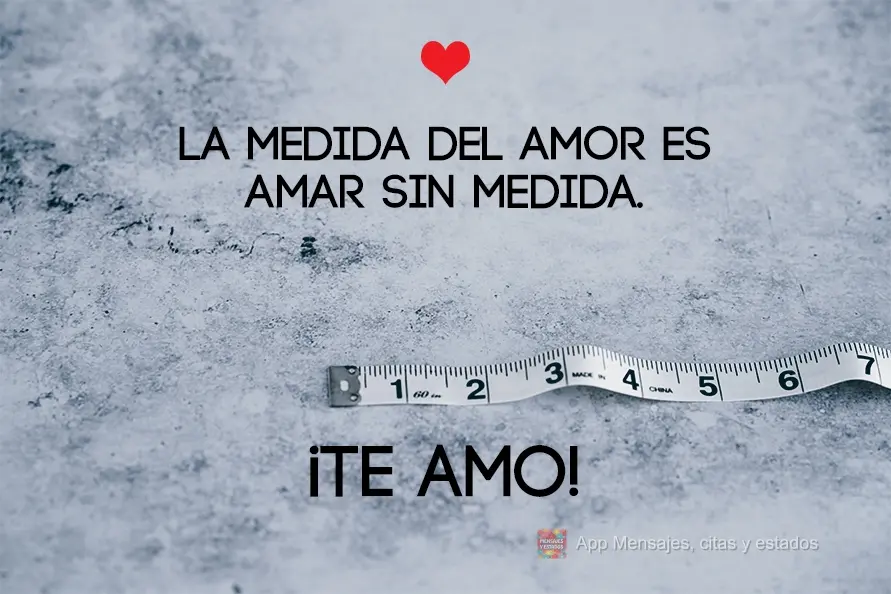 A medida do amor é amar sem medida. Amo você!