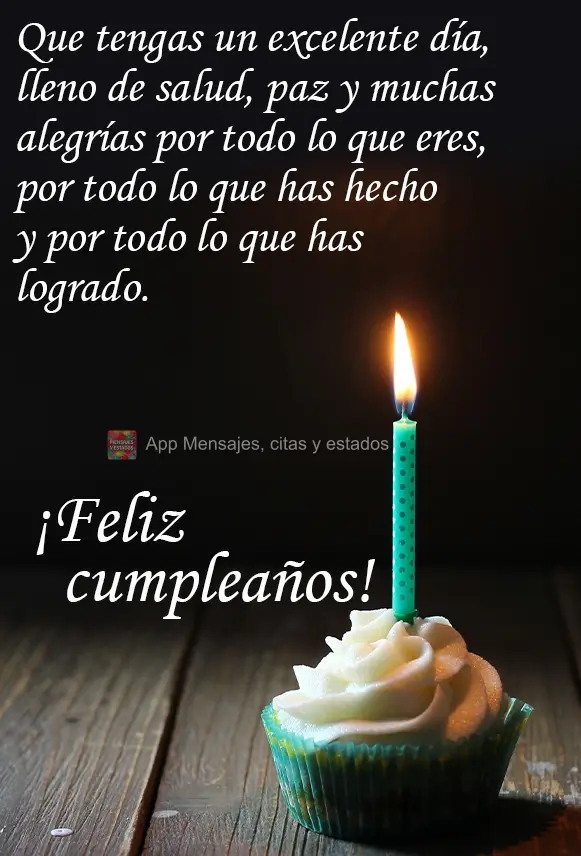 Que tengas un excelente día, lleno de salud, paz y muchas alegrías por todo lo que eres, por todo lo que has hecho y por todo lo que has logrado. ¡Fel...