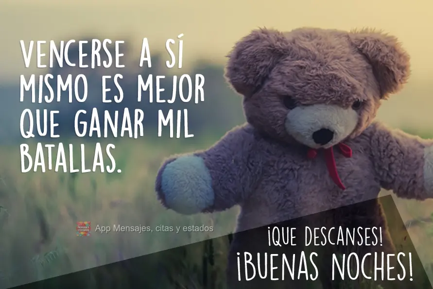 É melhor conquistar a si mesmo do que vencer mil batalhas. Durma bem! Boa Noite!