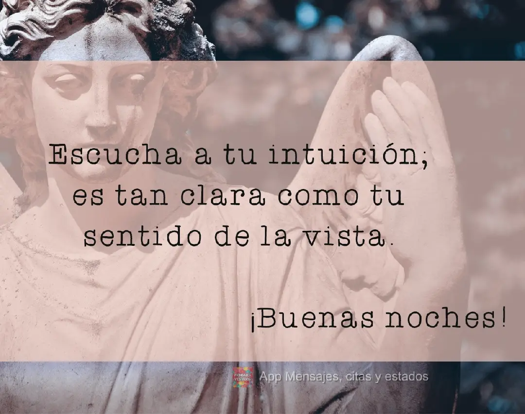 Escute a sua intuição. Ela é tão real quanto a sua visão. Boa Noite!