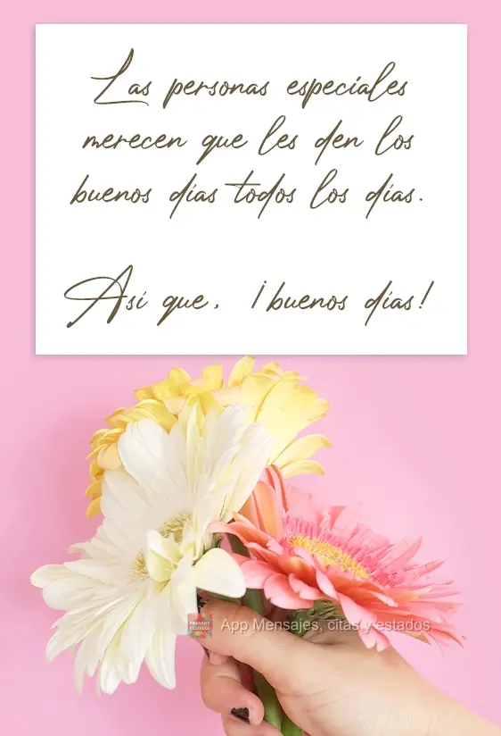 Pessoas especiais merecem um bom dia todos os dias. Portanto, bom dia!