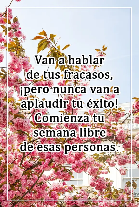 Van a hablar de tus fracasos, ¡pero nunca van a aplaudir tu éxito! Comienza tu semana libre de esas personas.