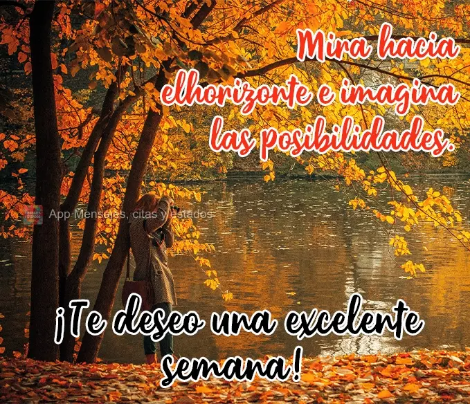 Mira hacia el horizonte e imagina las posibilidades. ¡Te deseo una excelente semana!