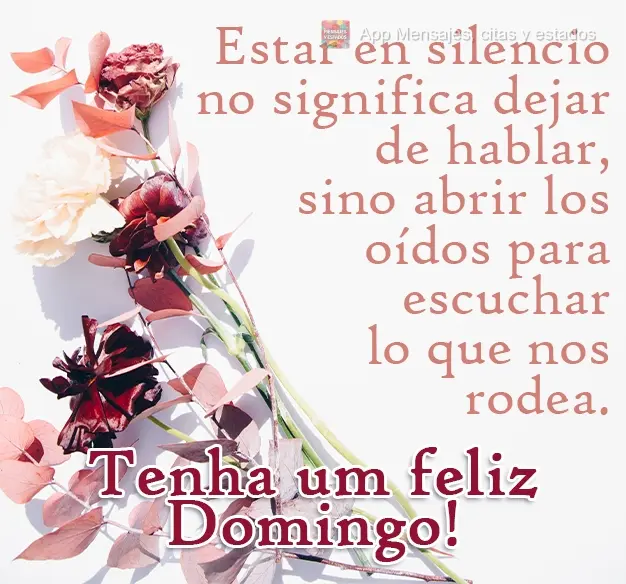 Estar en silencio no significa dejar de hablar, sino abrir los oídos para escuchar lo que nos rodea. ¡Que tengas un feliz domingo!