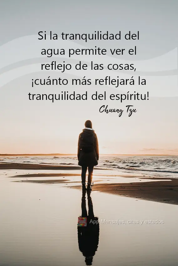 Si la tranquilidad del agua permite ver el reflejo de las cosas, ¡cuánto más reflejará la tranquilidad del espíritu! Chuang Tzu