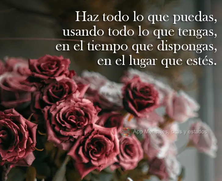 Faça tudo o que puder, com tudo o que tiver, no tempo que dispuser, no lugar onde estiver.