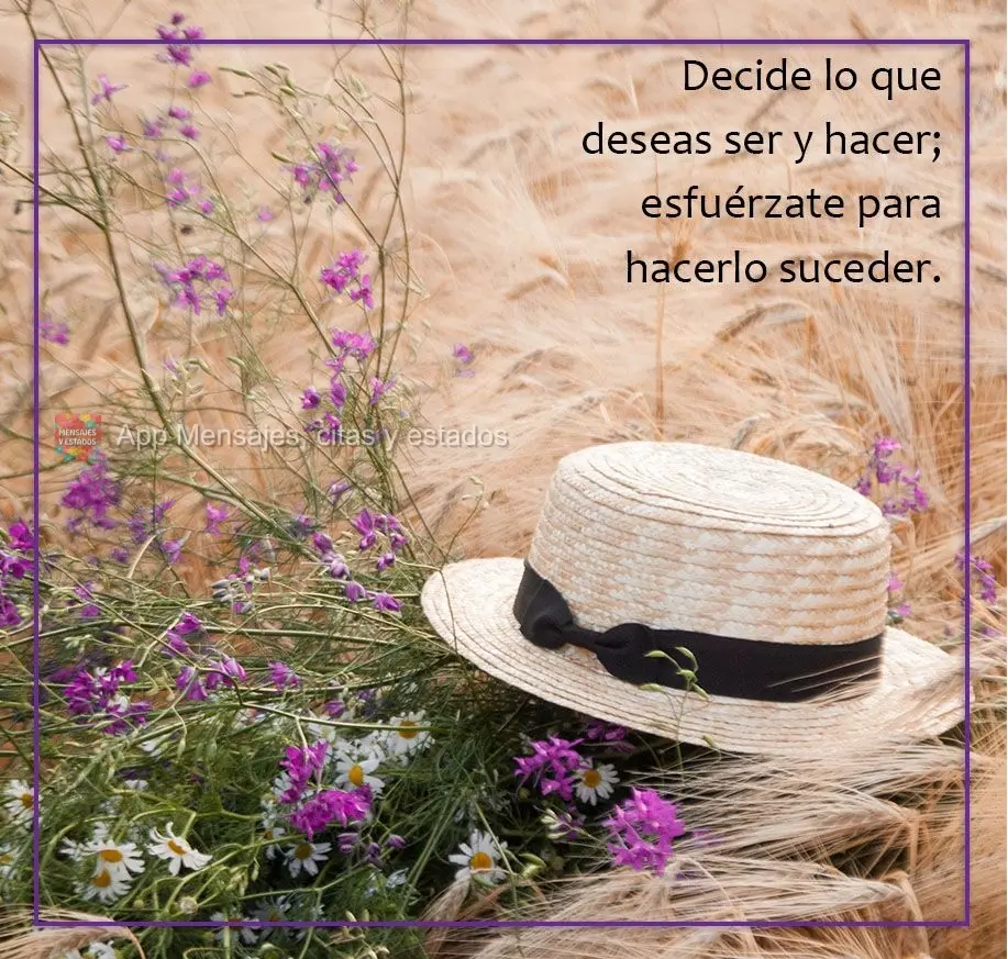 Decida o que deseja fazer e ser. Se esforce para isso acontecer.
