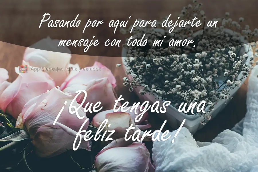 Passando pra deixar uma mensagem com todo meu amor.  Tenha uma Boa Tarde!