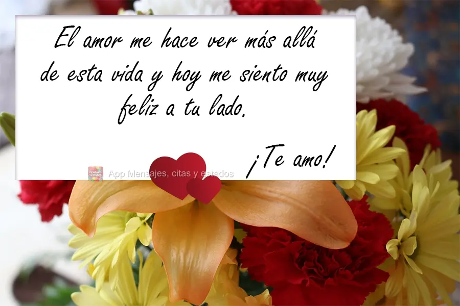 O amor me fez enxergar além desta vida, e hoje me sinto muito feliz ao seu lado.  Eu Te Amo!