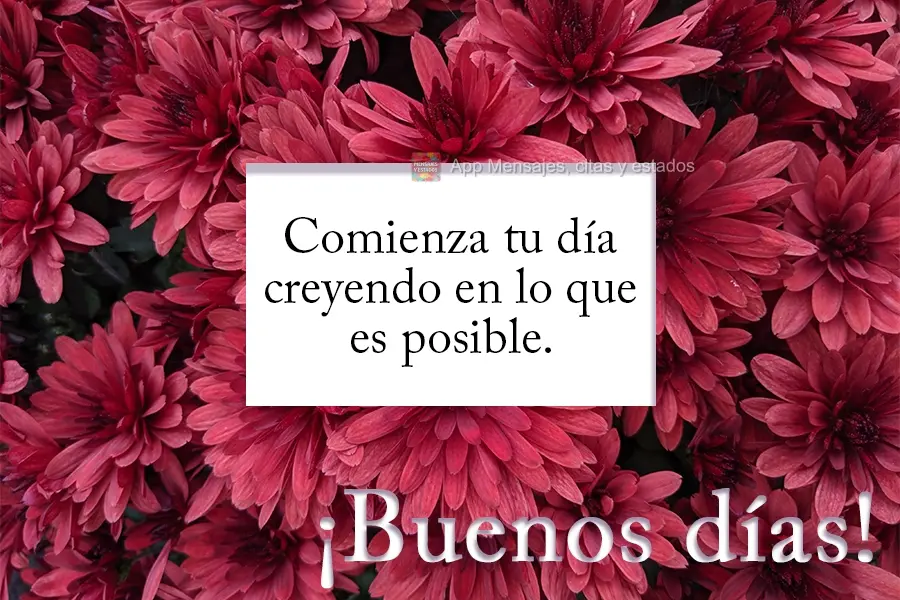 Comece o dia acreditando no possível.  Bom dia!