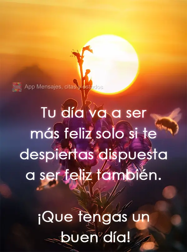 Tu día va a ser más feliz solo si te despiertas dispuesta a ser feliz también. ¡Que tengas un buen día!