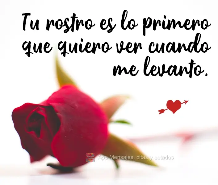 Tu rostro es lo primero que quiero ver cuando me levanto.
