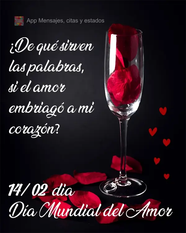 ¿De qué sirven las palabras, si el amor embriagó a mi corazón? 14/2 Día Mundial del Amor