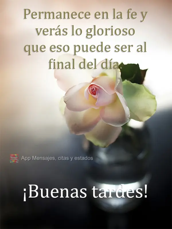 Continue na fé e verás no final do dia como isso pode ser glorioso. Boa Tarde!