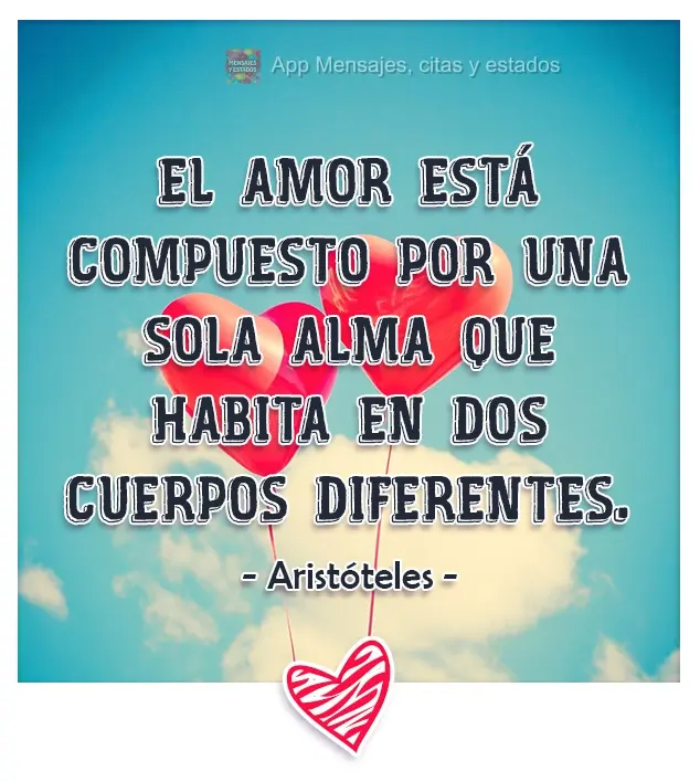 O amor é formado por uma única alma habitando em dois corpos. 
 Aristóteles