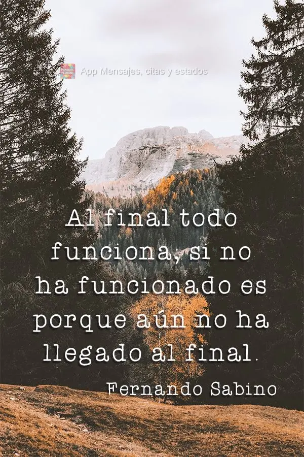 Al final todo funciona; si no ha funcionado es porque aún no ha llegado al final. Fernando Sabino