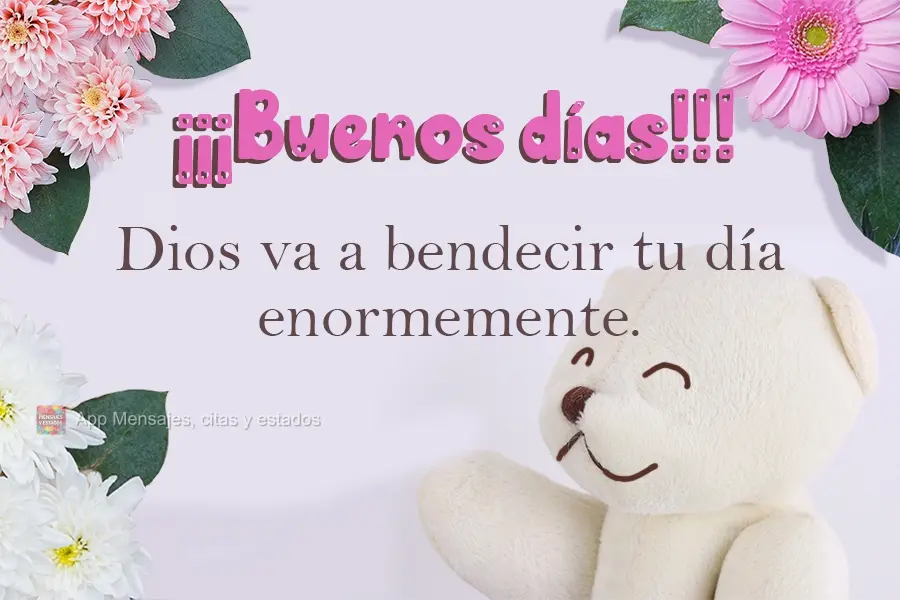 Deus vai abençoar seu dia grandiosamente. 
 Bom Dia!!!