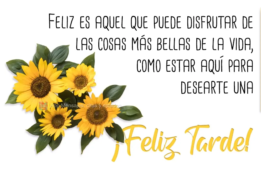 Feliz es aquel que puede disfrutar de las cosas más bellas de la vida, como estar aquí para desearte una ¡FELIZ TARDE!