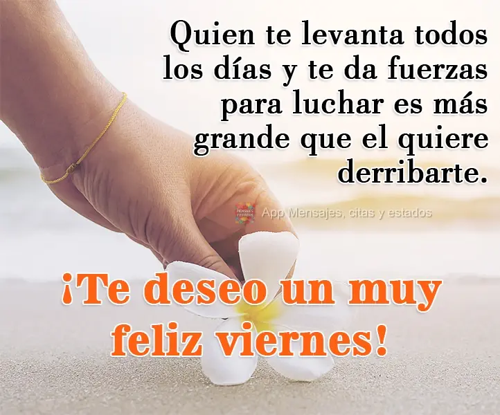 Maior do que aquele que quer te derrubar é aquele que te levanta todos os dias e te dá força para lutar.  Desejo uma Sexta-feira muito feliz!