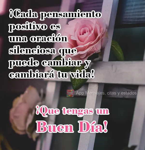 Cada pensamento positivo é uma oração silenciosa que pode e vai mudar sua vida!  Tenha um Bom dia!