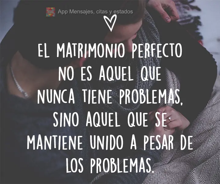El matrimonio perfecto no es aquel que nunca tiene problemas, sino aquel que se mantiene unido a pesar de los problemas.