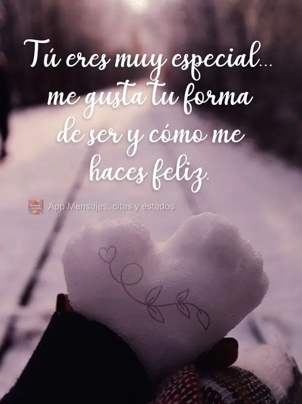Tú eres muy especial... me gusta tu forma de ser y cómo me haces feliz.