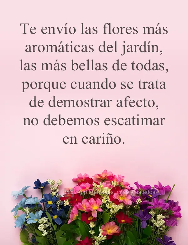 Te envío las flores más aromáticas del jardín —las más bellas de todas— porque, cuando se trata de demostrar afecto, no debemos escatimar en car...