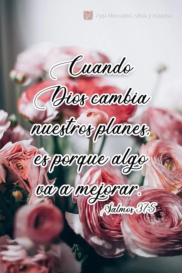 Cuando Dios cambia nuestros planes, es porque algo va a mejorar. Salmos 37:5