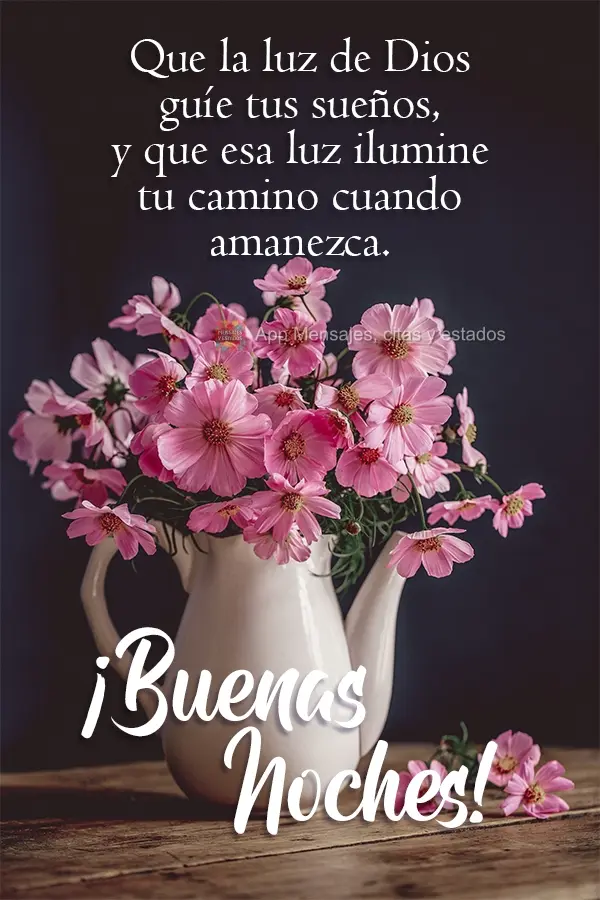 Que la luz de Dios guíe tus sueños, y que esa luz ilumine tu camino cuando amanezca.  ¡Buenas noches!
