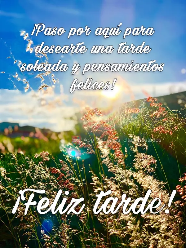 Passando para desejar uma tarde ensolarada e pensamentos felizes! 
 Boa Tarde!