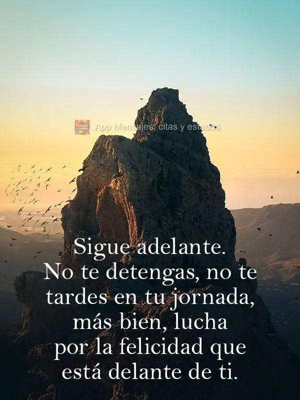 Continue em frente. Não pare, não demore na sua jornada, mas lute pela felicidade que está diante de você.
