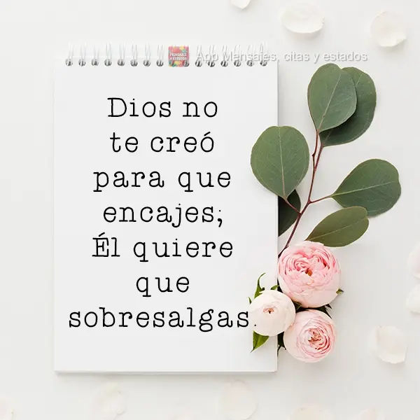 Dios no te creó para que encajes; Él quiere que sobresalgas.