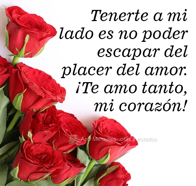 Ter você ao meu lado é não poder fugir ao prazer do amor. Meu bem, como eu te amo!
