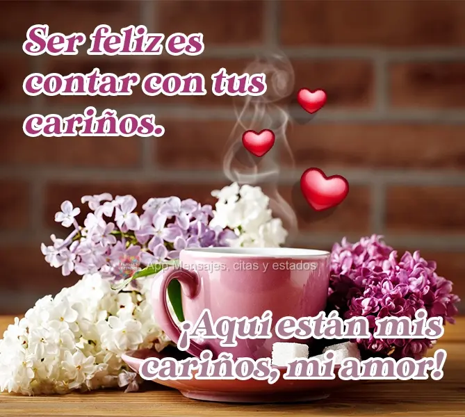 Ser feliz es contar con tus cariños. ¡Aquí están mis cariños, mi amor!