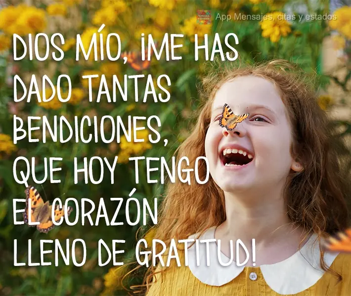 Dios mío, ¡me has dado tantas bendiciones, que hoy tengo el corazón lleno de gratitud!