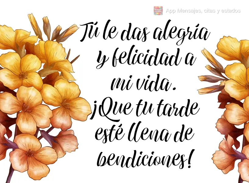 Você traz felicidade e alegria à minha vida. Que sua tarde seja cheia de bênçãos!
