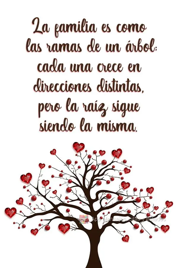 La familia es como las ramas de un árbol: cada una crece en direcciones distintas, pero la raíz sigue siendo la misma.