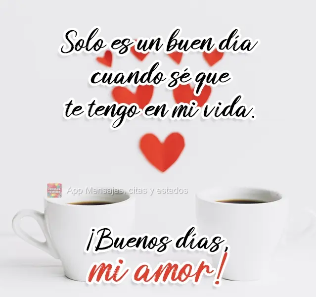 Solo es un buen día cuando sé que te tengo en mi vida. ¡Buenos días, mi amor!