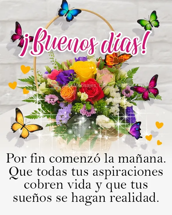 Por fin comenzó la mañana. Que todas tus aspiraciones cobren vida y que tus sueños se hagan realidad. ¡Buenos días!
