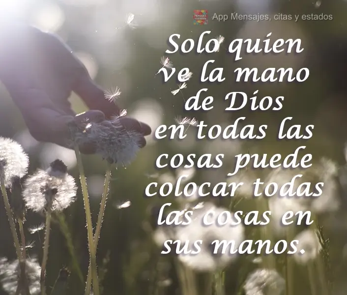 Solo quien ve la mano de Dios en todas las cosas puede colocar todas las cosas en sus manos.