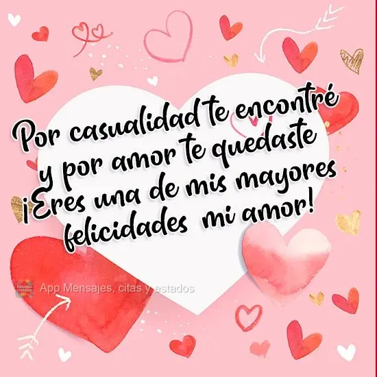 Por casualidad te encontré y por amor te quedaste. ¡Eres una de mis mayores felicidades, mi amor!