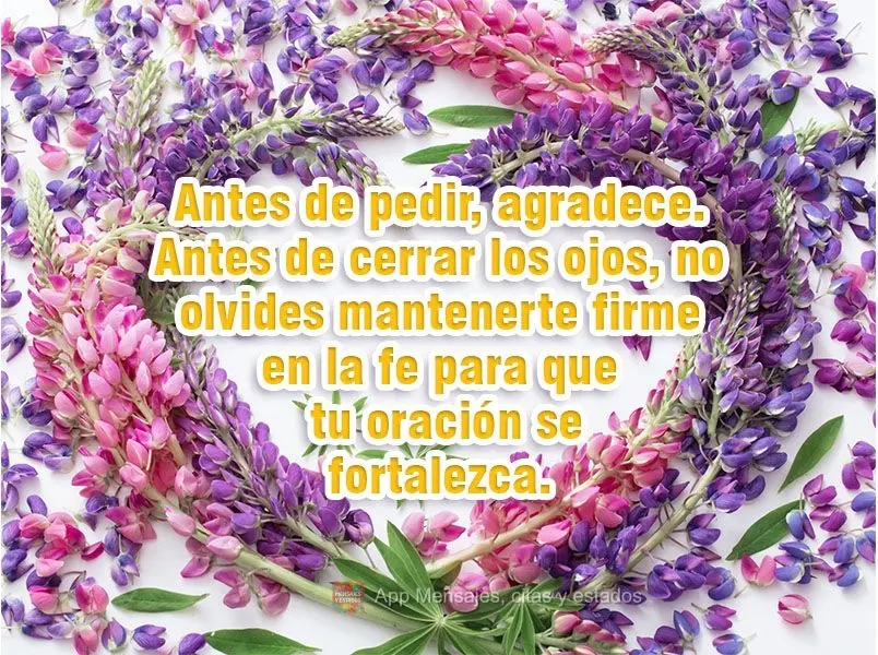 Antes de pedir, agradece. Antes de cerrar los ojos, no olvides mantenerte firme en la fe para que tu oración se fortalezca.