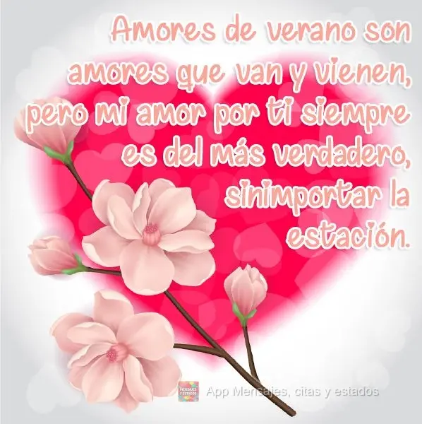 Amores de verano son amores que van y vienen, pero mi amor por ti siempre es del más verdadero, sin importar la estación.