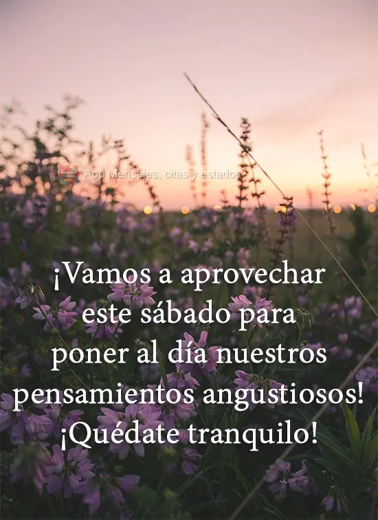 Vamos aproveitar esse Sábado para colocar em dia nossos pensamentos ansiosos! Fique em paz!
