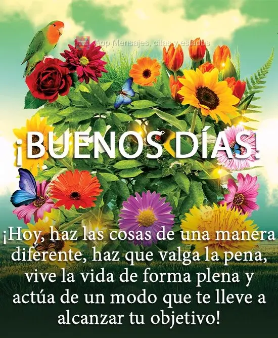 Hoje faça diferente, faça valer a pena, viva de forma plena e tome atitudes que te levarão ao seu objetivo!
 Bom dia!