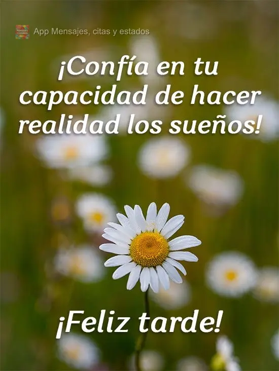 ¡Confía en tu capacidad de hacer realidad los sueños!
 ¡Feliz tarde!