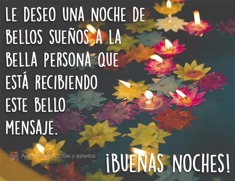 Desejo uma noite de lindos sonhos, para essa linda pessoa que está recebendo essa linda mensagem.
  Boa Noite!