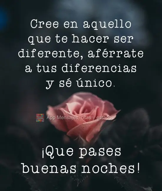 Acredite naquilo que te faz ser diferente, se apegue nas suas indiferenças, e se torne único. 
 Tenha uma Boa Noite!