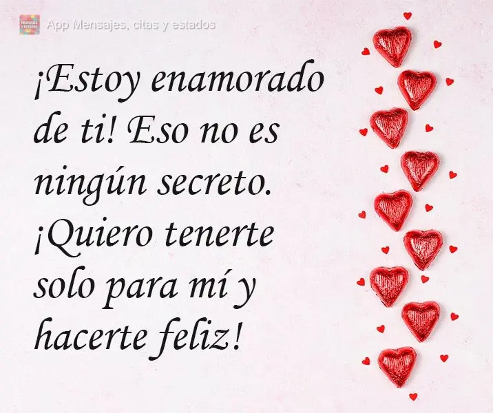 ¡Estoy enamorado de ti! Eso no es ningún secreto. ¡Quiero tenerte solo para mí y hacerte feliz!