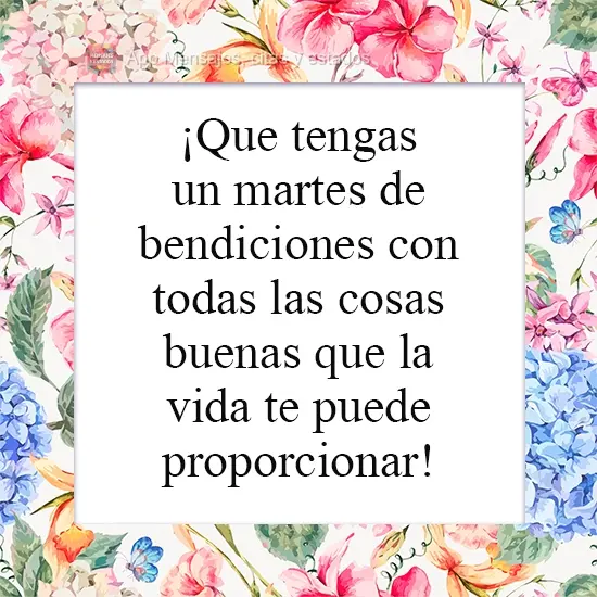 ¡Que tengas un martes de bendiciones con todas las cosas buenas que la vida te puede proporcionar!
